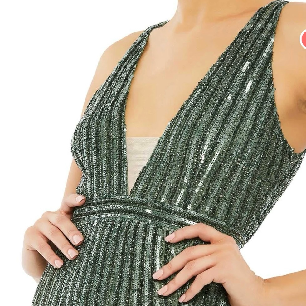 Mac Duggal Emerald Green Sequin Maxi Dress